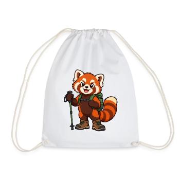 Wandern mit Red Panda mit Rucksack und Stiefeln - Turnbeutel - Weiß - Vorne
