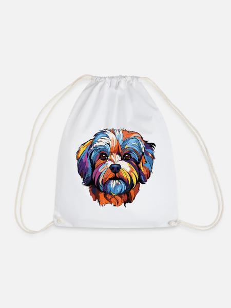 Bunter Hund Kopf Kunst - Turnbeutel - Weiß
