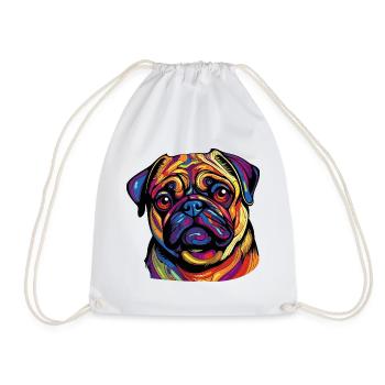 Farbexplosion Pug Portrait - Turnbeutel - Weiß - Vorne