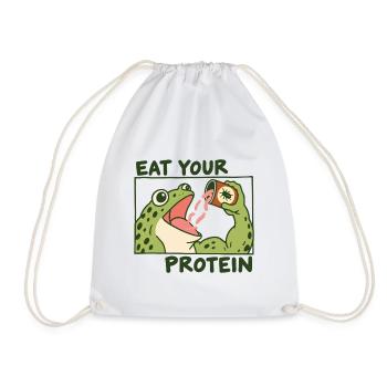 Lustig: Eß deinen Protein-Gym-Frosch - Turnbeutel - Weiß - Vorne