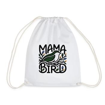 Mama Bird – Minimalistischer skandinavischer Stil - Turnbeutel - Weiß - Vorne