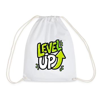 GEN Z ZITIERT TYPOGRAFIEDESIGN – Level Up Neon - Turnbeutel - Weiß - Vorne
