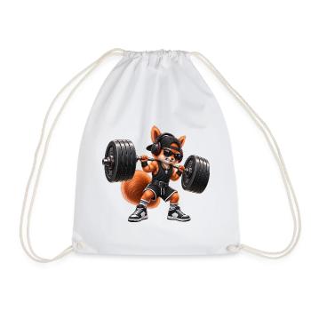 Fitness Eichhörnchen Gym Muskeln Bodybuilding - Turnbeutel - Weiß - Vorne