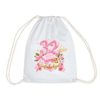 32 Jahre Hochzeitstag Seifenhochzeit  - Turnbeutel - Weiß - Vorne