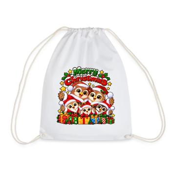 Weihnachts Eulen - Turnbeutel - Weiß - Vorne