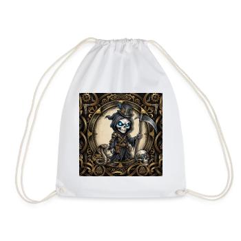 Der kleine Sensenmann – Steampunk-Skelett und Kobra. - Turnbeutel - Weiß - Vorne