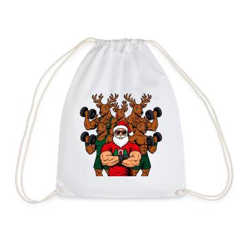 Weihnachts-Fitness Outfit / funny Nikolaus Rentier - Turnbeutel - Weiß - Vorne