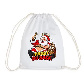 Prost Du Sack- Weihnachtsmann-Nikolaus Bier Design - Turnbeutel - Weiß - Vorne