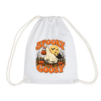 Spooky Goosy – Vintage-Halloween-Geistergans - Turnbeutel - Weiß - Vorne