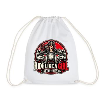 Ride Like a Girl Bikerin Design - Turnbeutel - Weiß - Vorne