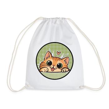 Orange Cat cute - Katze mit Kulleraugen - Turnbeutel - Weiß - Vorne