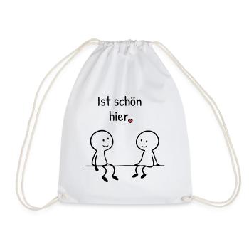 Ist schön hier. | Zwei Figuren mit Herz - Turnbeutel - Weiß - Vorne