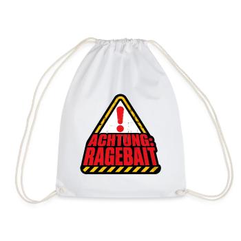 Achtung Ragebait Warnschild Typografie Shirt - Turnbeutel - Weiß - Vorne