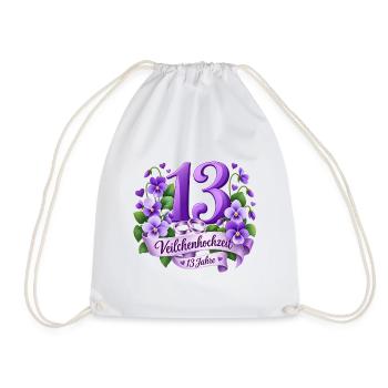 13.Hochzeitstag , Veilchenhochzeit 13 Jahre - Turnbeutel - Weiß - Vorne