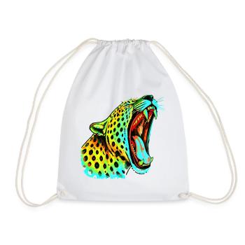 Brüllender Psychodelischer Neonleopard - Turnbeutel - Weiß - Vorne