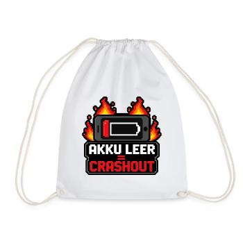 Akku leer Crashout 8-Bit Pixel Art Gamer Shirt - Turnbeutel - Weiß - Vorne