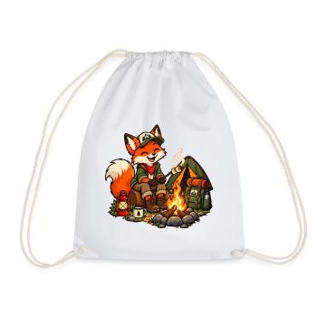 Fuchs beim Camping am Lagerfeuer - Turnbeutel - Weiß - Vorne