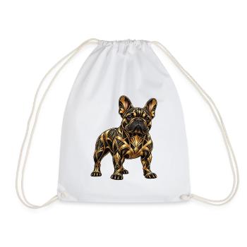Französische Bulldogge – Goldener Art Deco Hund - Turnbeutel - Weiß - Vorne