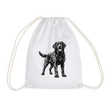 Labrador Retriever – Schwarz Weiß Aquarell - Turnbeutel - Weiß - Vorne