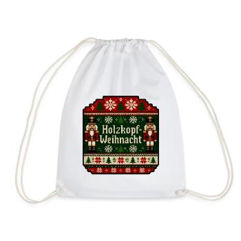 Holzkopf Weihnacht Ugly Sweater Strickmuster Shirt - Turnbeutel - Weiß - Vorne