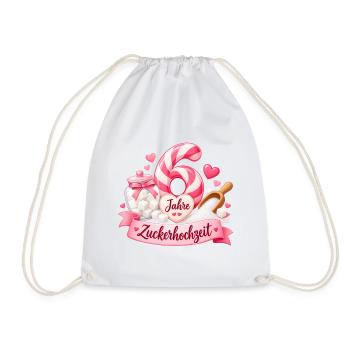 6.Hochzeitstag ,  Zuckerhochzeit , 6 Jahre - Turnbeutel - Weiß - Vorne
