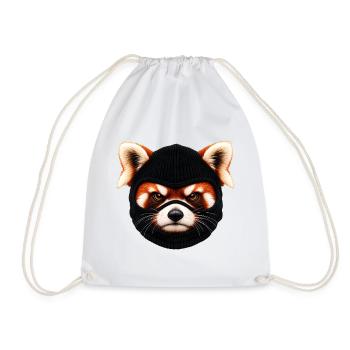Roter Panda mit Sturmhaube – Freches Tiermotiv - Turnbeutel - Weiß - Vorne