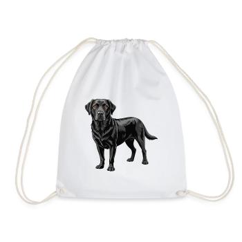 Schwarzer Labrador Retriever - Turnbeutel - Weiß - Vorne
