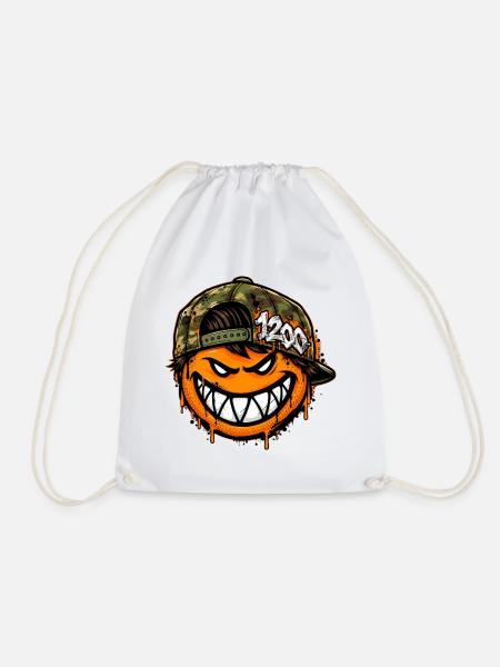 Graffiti Smily mit Camouflage Cap - Turnbeutel - Weiß