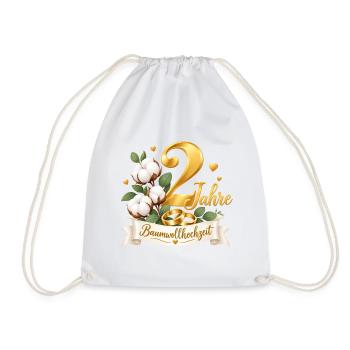 2.Hochzeitstag , 2 Jahre , Baumwollhochzeit  - Turnbeutel - Weiß - Vorne