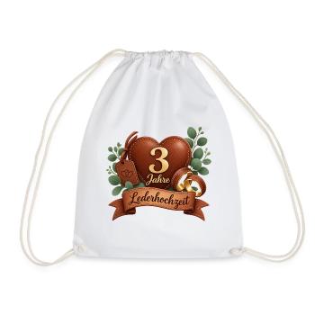 3.Hochzeitstag , Lederhochzeit 3 Jahre  - Turnbeutel - Weiß - Vorne