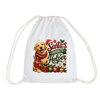 🎁 Weihnachts-Golden Retriever - Turnbeutel - Weiß - Vorne