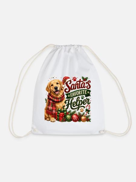🎁 Weihnachts-Golden Retriever - Turnbeutel - Weiß
