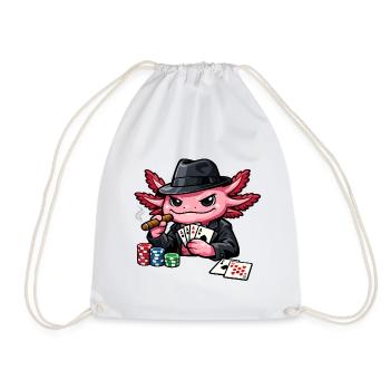 Axolotl beim Pokern – Süßer Pokerfan - Turnbeutel - Weiß - Vorne