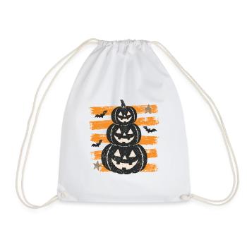 Halloween-Kürbisse auf orangefarbenen Streifen - Turnbeutel - Weiß - Vorne