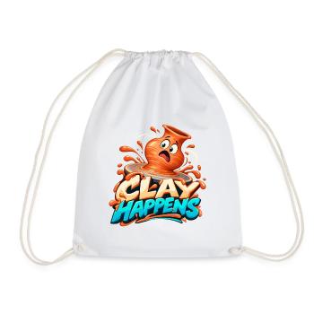 Clay Happens – Tonkunst Humor Shirt - Turnbeutel - Weiß - Vorne
