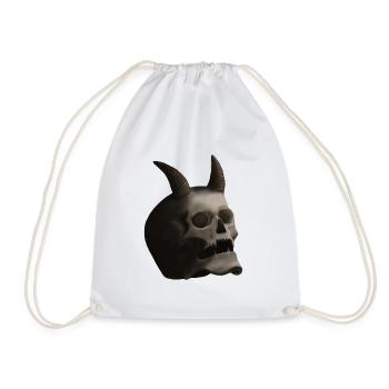 Dunkler Totenkopf mit Hörnern - Dämonenschädel - Turnbeutel - Weiß - Vorne