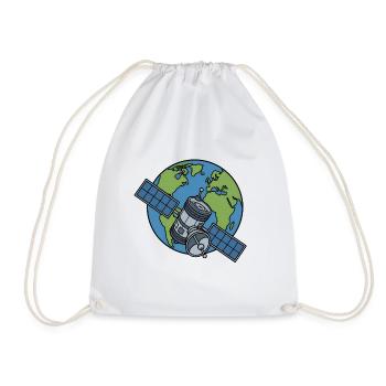 Satellit Orbit Erde Weltraum Sci-Fi Vektor Shirt - Turnbeutel - Weiß - Vorne