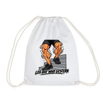 Fitness Herren Outfit- Leg day - Lustiges Gym Bild - Turnbeutel - Weiß - Vorne