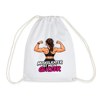 Muskelkater ist mein Glitzer -Damen Fitness Outfit - Turnbeutel - Weiß - Vorne