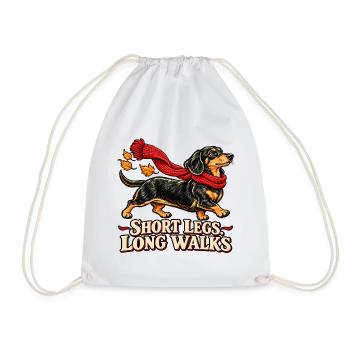 Short Legs Long Walks - Dackel mit Schal - Turnbeutel - Weiß - Vorne
