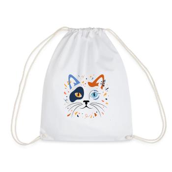 Katze Abstrakt Kunst Modern Katzenliebe T-Shirt - Turnbeutel - Weiß - Vorne
