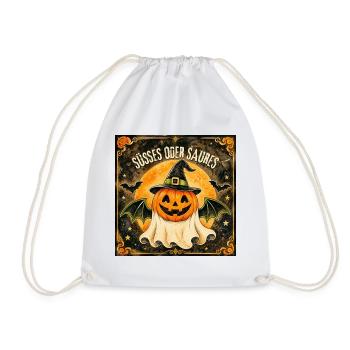 Süßes oder Saures Halloween-Kürbis - Turnbeutel - Weiß - Vorne