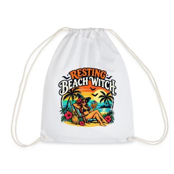 Resting Beach Witch Tropisches lustiges Halloween - Turnbeutel - Weiß - Vorne