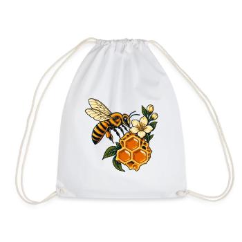 Honigbienen- und Wabenblüte - Turnbeutel - Weiß - Vorne
