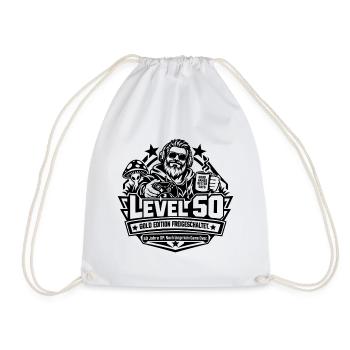 Level 50: 50. Geburtstag – Lustiges Gamer-Geschenk - Turnbeutel - Weiß - Vorne