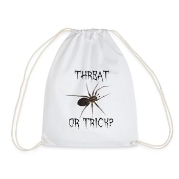 Threat or Trick - Spinne Halloween Wortspiel - Turnbeutel - Weiß - Vorne