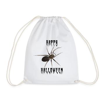 Happy Halloween Spinne - Gruselschrift - Turnbeutel - Weiß - Vorne