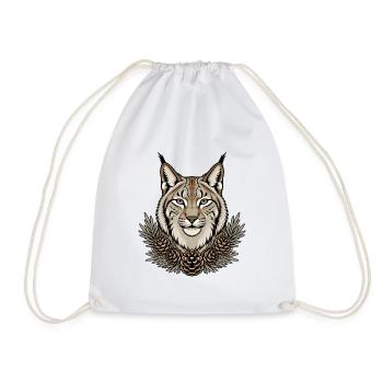 Luchs Portrait Pinselohren Tannenzapfen Shirt - Turnbeutel - Weiß - Vorne