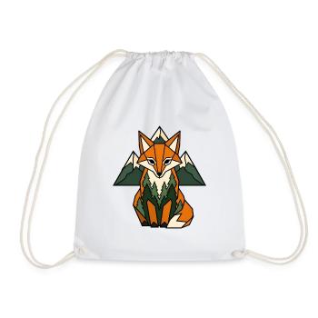 Fuchs Berge Tannen Geometrisch Natur Vektor Shirt - Turnbeutel - Weiß - Vorne