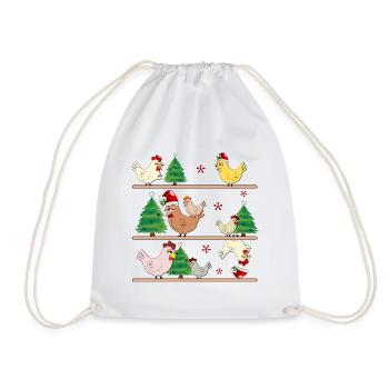 Weihnachten Hühnerstall Hühner - Turnbeutel - Weiß - Vorne